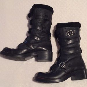 Coach Moto Shearling Pebbled Boots/Booties, 11m